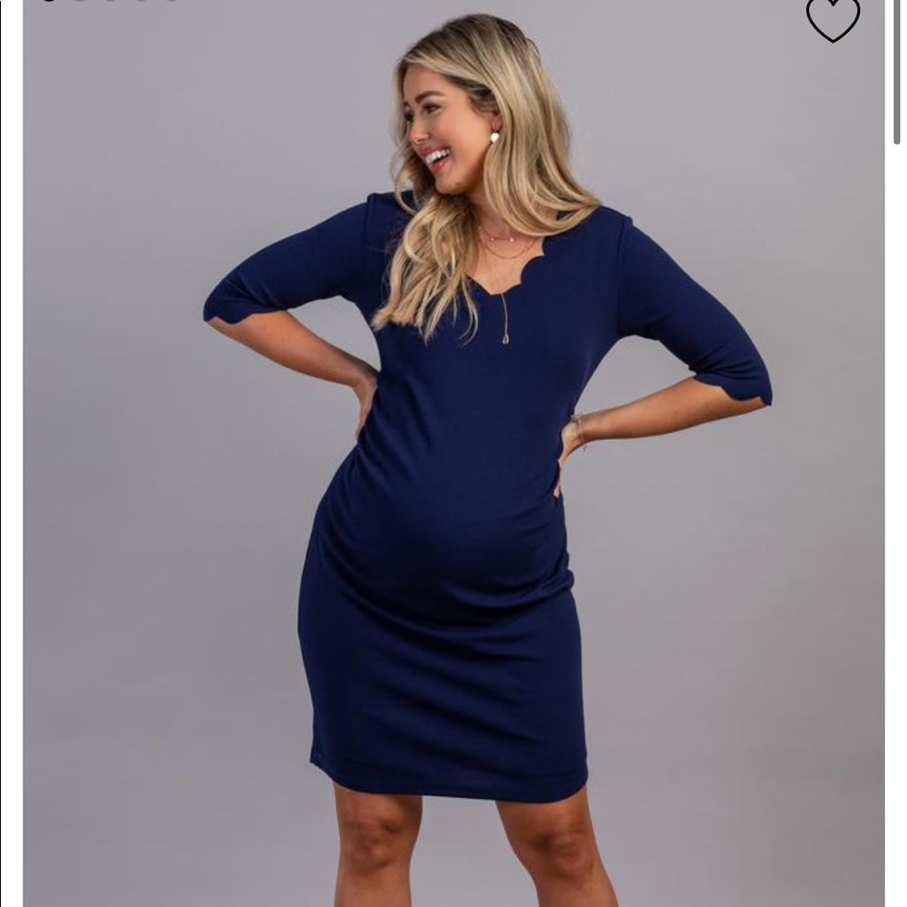 PinkBlush Navy scalloped maternity dress